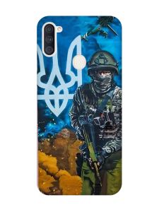 Матовий чохол з рожевими боками на Samsung Galaxy A11 :: Військовий (патріотичний принт 349)