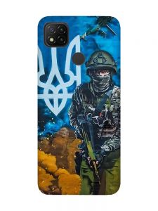 Матовий чохол з рожевими боками на Xiaomi Redmi 9C/10A :: Військовий (патріотичний принт 349)