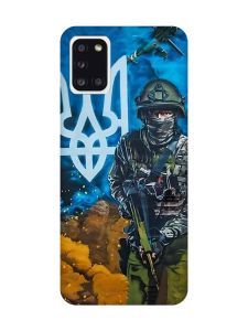 Матовий чохол з чорними боками на Samsung Galaxy A31 :: Військовий (патріотичний принт 349)