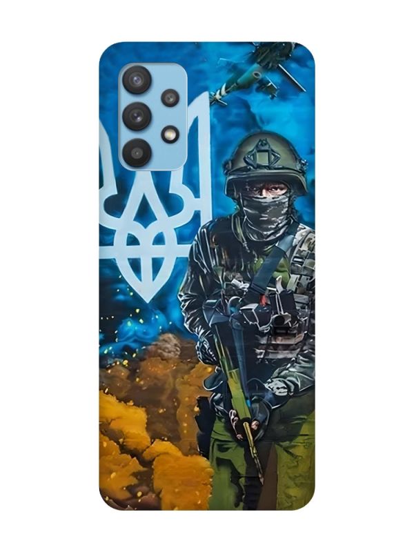 Матовий чохол з чорними боками на Samsung Galaxy A32 :: Військовий (патріотичний принт 349)