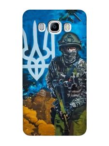 Матовий чохол з бірюзовими боками на Samsung Galaxy J7(2016) J710 :: Військовий (патріотичний принт 349)