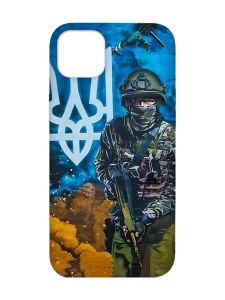 Матовий чохол з червоними боками на iPhone 14 Plus :: Військовий (патріотичний принт 349)