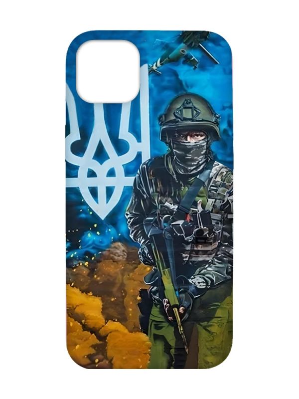 Матовий чохол з рожевими боками на Apple iPhone 14 Plus :: Військовий (патріотичний принт 349)