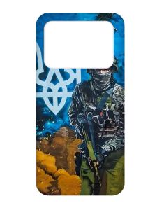 Матовий чохол з рожевими боками на Xiaomi Poco X4 Pro 5G :: Військовий (патріотичний принт 349)