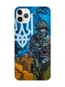 Матовий чохол з бірюзовими боками на iPhone 11 Pro Max (6.5) :: Військовий (патріотичний принт 349)