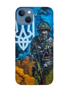 Матовий чохол з чорними боками на Apple iPhone 13 :: Військовий (патріотичний принт 349)