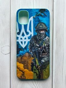 Матовий чохол з бірюзовими боками на Samsung Galaxy A04E / A042 :: Захисник (патріотичний принт 349)