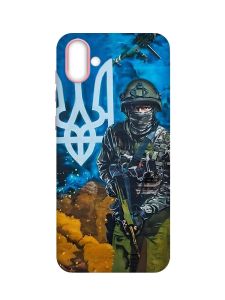 Матовий чохол з рожевими боками на Samsung Galaxy A04 :: Військовий (патріотичний принт 349)