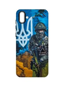 Матовий чохол з чорними боками на Samsung Galaxy A04 :: Військовий (патріотичний принт 349)