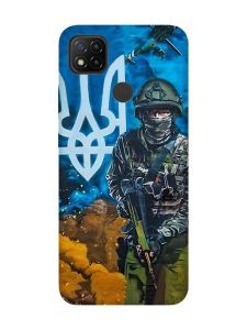 Матовий чохол з бірюзовими боками на Xiaomi Redmi 9C/10A :: Захисник (патріотичний принт 349)