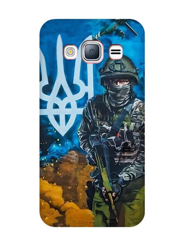 Матовий чохол з червоними боками на Samsung Galaxy J3 / J310 :: Військовий (патріотичний принт 349)