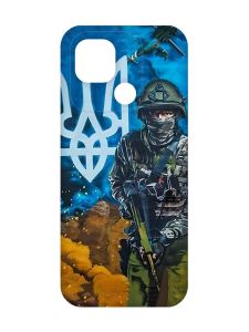 Матовий чохол з червоними боками на Xiaomi Redmi 10C :: Військовий (патріотичний принт 349)