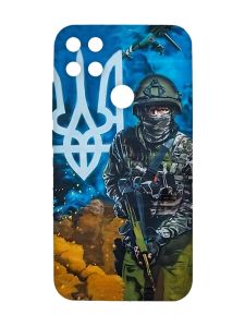 Матовий чохол з рожевими боками на Xiaomi Redmi 10C :: Військовий (патріотичний принт 349)