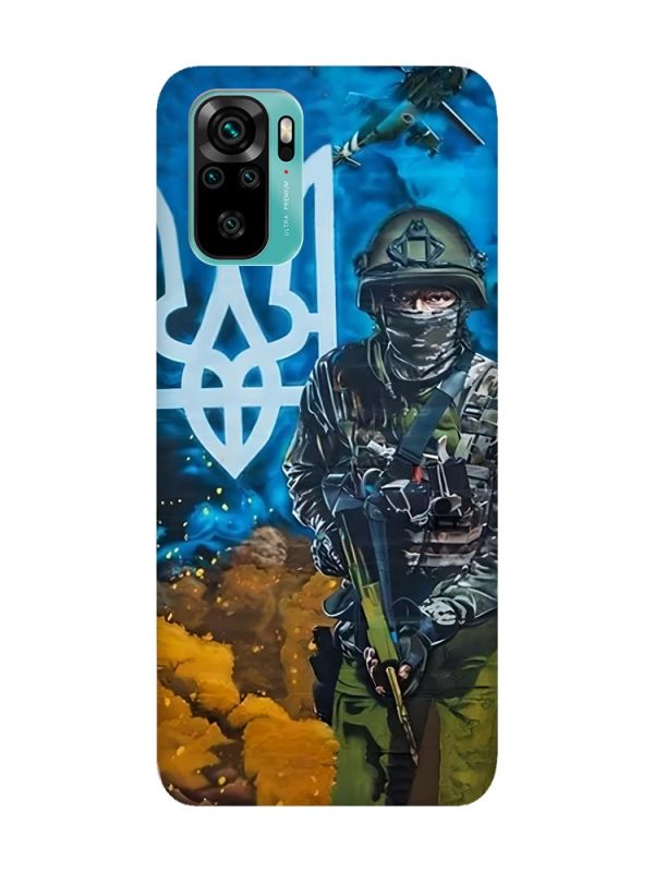 Матовий чохол з рожевими боками на Xiaomi Redmi Note 10 / Note 10s :: Військовий (патріотичний принт 349)