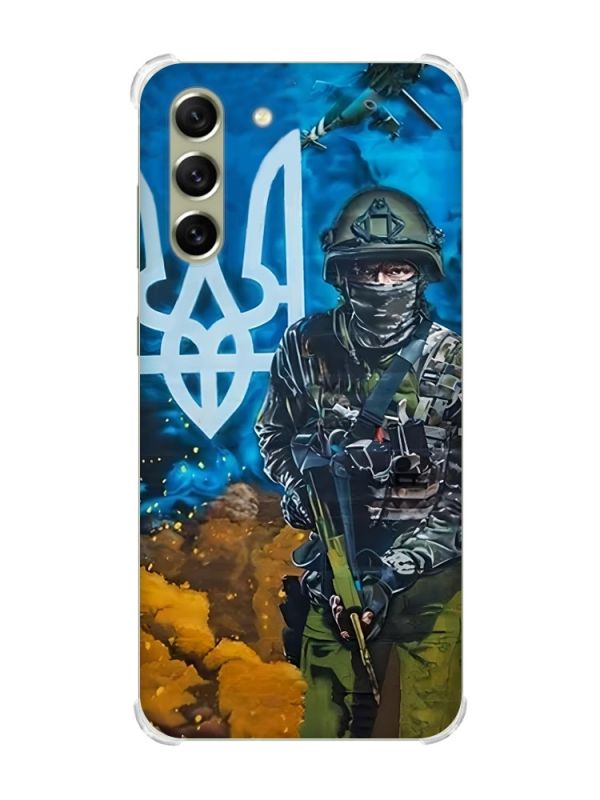 Чохол із потовщеними кутами на Samsung S21 FE :: Військовий (патріотичний принт 349)