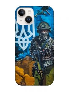 Матовий чохол з чорними боками на Apple iPhone 14 :: Військовий (патріотичний принт 349)