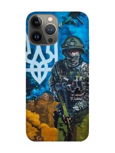 Матовий чохол з червоними боками на Apple iPhone 13 Pro :: Військовий (патріотичний принт 349)