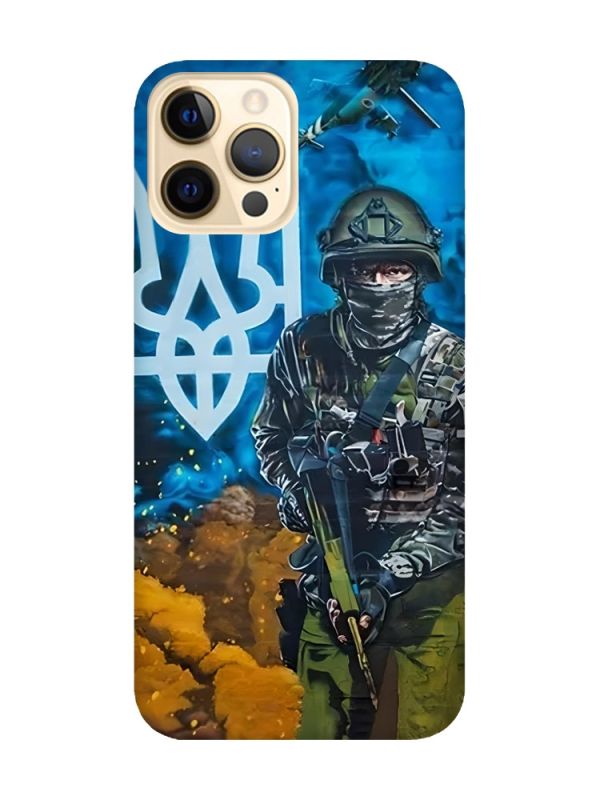 Матовий чохол з червоними боками на Apple iPhone 12 Pro Max :: Військовий (патріотичний принт 349)