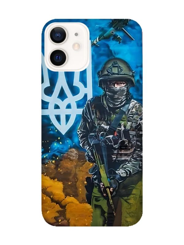Матовий чохол з рожевими боками на Apple iPhone 12 / 12 Pro (6.1) :: Військовий (патріотичний принт 349)