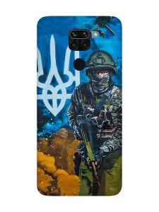 Матовий чохол з червоними боками на Xiaomi Redmi Note 9 / 10X :: Військовий (патріотичний принт 349)