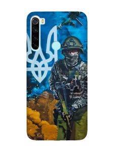 Матовий чохол з рожевими боками на Xiaomi Redmi Note 8 :: Військовий (патріотичний принт 349)