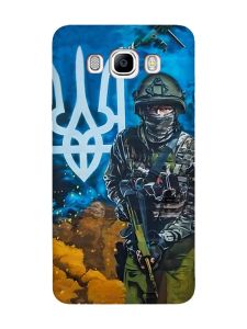 Матовий чохол з червоними боками на Samsung Galaxy J7(2016) J710 :: Військовий (патріотичний принт 349)