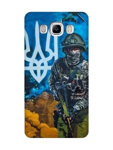 Матовий чохол з рожевими боками на Samsung Galaxy J7(2016) J710 :: Військовий (патріотичний принт 349)