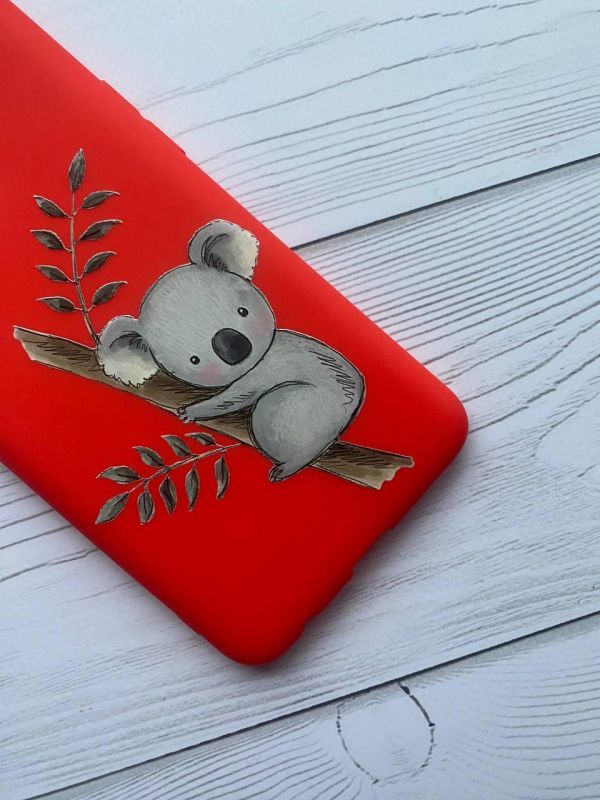 Матовий червоний чохол на Xiaomi Redmi 9А Коала принт 132