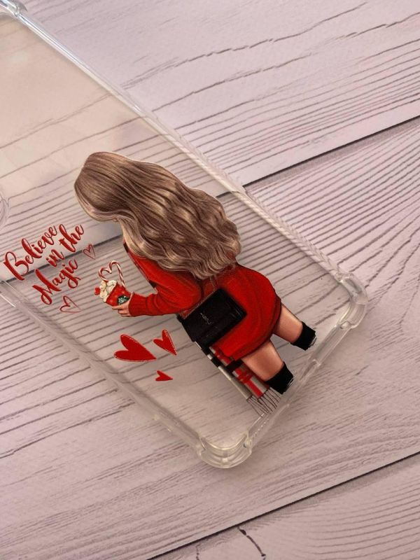 Чохол з потовщеними кутами на Apple iPhone 11 (6.1) :: Дівчина з кавою (принт 137)
