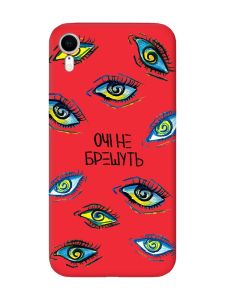 Матовий червоний чохол на Apple iPhone XR :: Очі (принт 358)