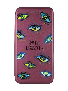 Чохол-книжка з малюнком на Xiaomi Redmi 7A Бордовий :: Очі /принт 358/