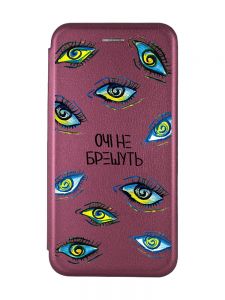 Чохол-книжка з малюнком для Samsung Galaxy M32/A22/M22 4G Бордовий :: Очі (принт 358)