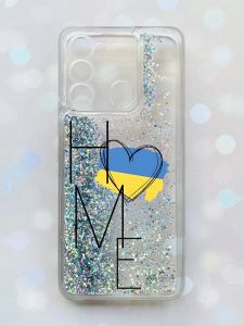 Чохол з плаваючими блискітками на TECNO Spark Go 2022 Срібний :: Дім Україна (принт 353)