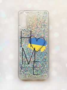 Чохол з плаваючими блискітками Samsung Galaxy A02 / A022 (2021) Срібний :: Дім Україна (принт 353)