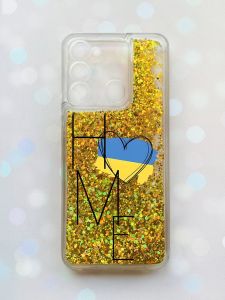Чохол з плаваючими блискітками на TECNO Spark Go 2022 Золотий :: Дім Україна (принт 353)