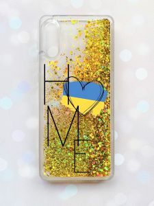 Чохол з плаваючими блискітками Samsung Galaxy A02 / A022 (2021) Золотий :: Дім Україна (принт 353)