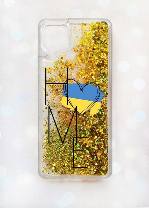 Чохол з плаваючими блискітками Samsung A12 Золотий :: Дім Україна (принт 353)