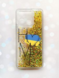 Чохол з плаваючими блискітками на Xiaomi Redmi 12C Золотий :: Дім Україна (принт 353)