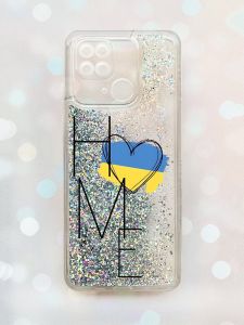 Чохол з плаваючими блискітками на Xiaomi Redmi 10C Срібний :: Дім Україна (принт 353)