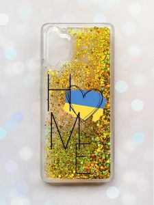 Чохол з плаваючими блискітками Samsung Galaxy A32 Золотий :: Дім Україна (принт 353)