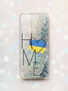 Чохол з плаваючими блискітками для Samsung Galaxy A03s (A037) Срібний :: Дім Україна (принт 353)