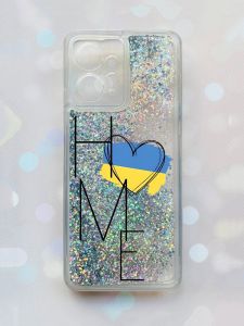 Чохол з плаваючими блискітками на Xiaomi Redmi Note 12 4G Срібний :: Дім Україна (принт 353)