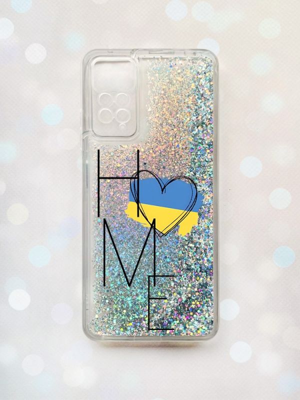 Чохол з плаваючими блискітками на Xiaomi Redmi Note 11 Pro Срібний :: Дім Україна (принт 353)