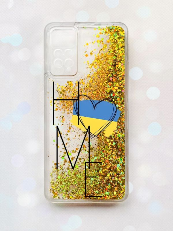 Чохол з плаваючими блискітками на Xiaomi Redmi Note 11 Pro Золотий :: Дім Україна (принт 353)