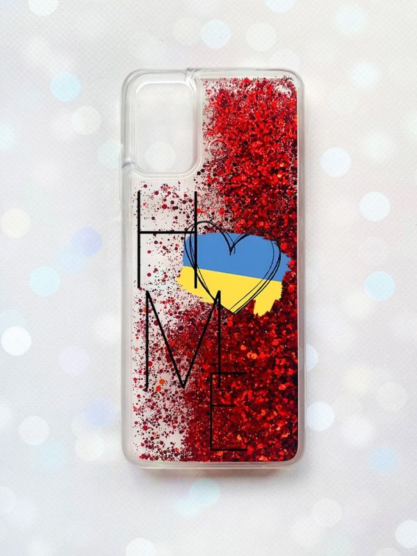 Чохол з плаваючими блискітками для Samsung Galaxy A03s (A037) Червоний :: Дім Україна (принт 353)