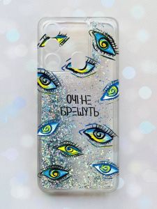 Чохол з плаваючими блискітками на TECNO Spark Go 2022 Срібний :: Очі (принт 358)