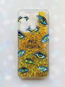 Чохол з плаваючими блискітками на TECNO Spark Go 2022 Золотий :: Очі (принт 358)