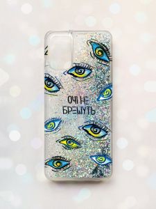 Чохол з плаваючими блискітками для Samsung Galaxy A03s (A037) Срібний :: Очі (принт 358)