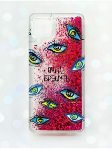 Чохол з плаваючими блискітками Samsung Galaxy A12 Рожевий :: Очі (принт 358)