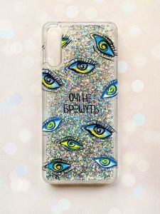 Чохол з плаваючими блискітками на Samsung Galaxy A50 (2019) A505F Срібний :: Очі (принт 358)